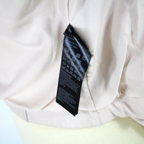 Allsaints Prescott Pink Smooth Lamb Leather Biker Jacket 4 Zip Cropped Moto 0 - Picture 8 of 8